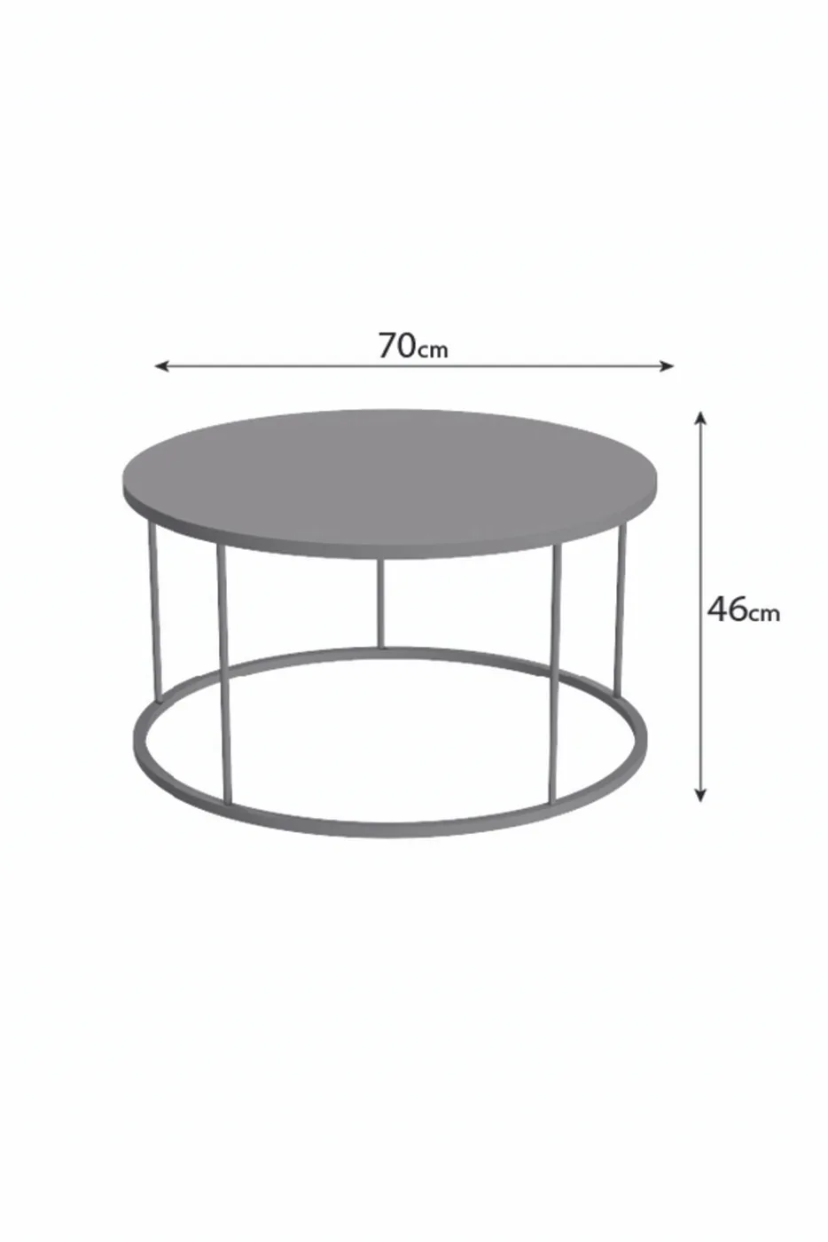 Terra Round Coffee Table Black Metal Legs - Cream