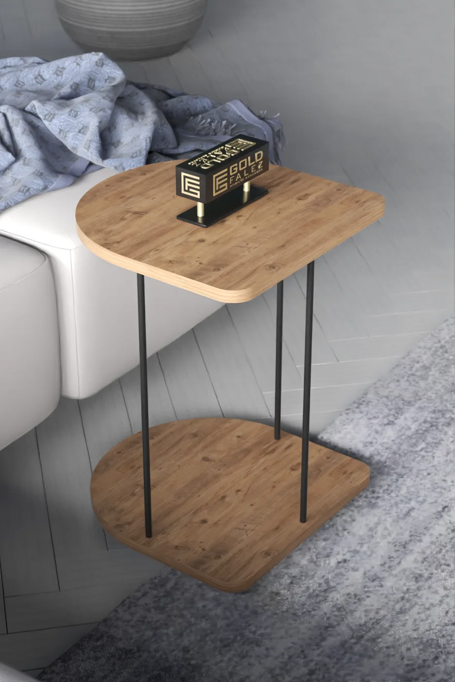Oval Rolling Side Table - Atlantic Pine