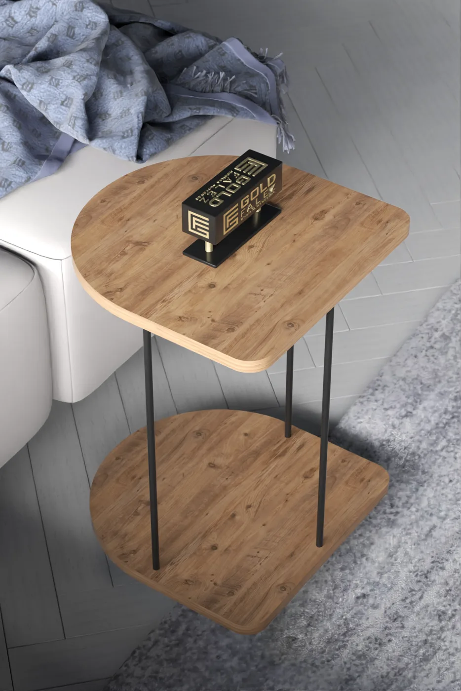 Oval Rolling Side Table - Atlantic Pine