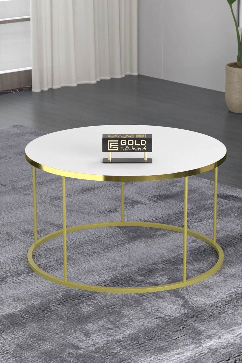 Terra Gold Runder Couchtisch & Satztisch-Set - Gold Weiß