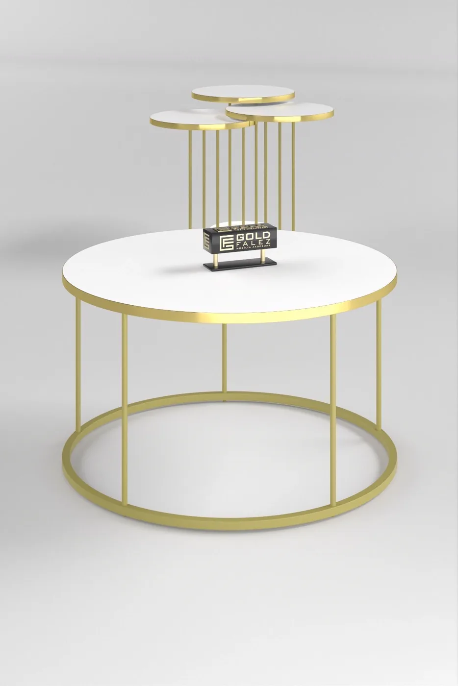 Terra Gold Runder Couchtisch & Satztisch-Set - Gold Weiß