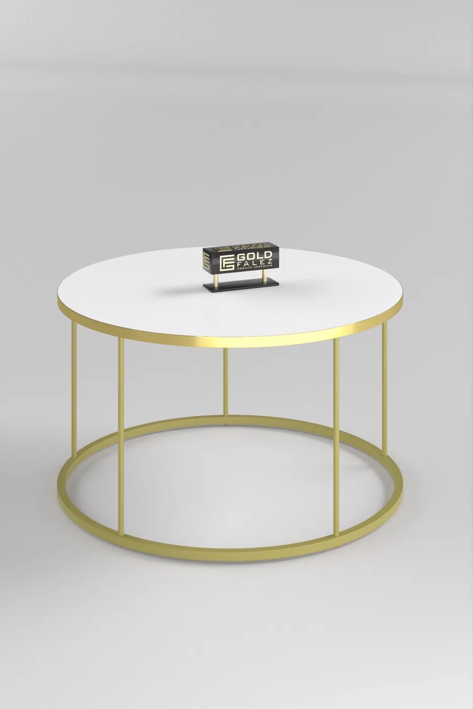 Terra Gold Runder Couchtisch & Satztisch-Set - Gold Weiß