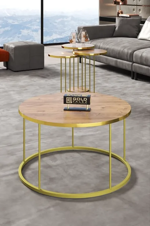 Terra Gold Round Coffee & Nesting Table Set - Atlantic Pine