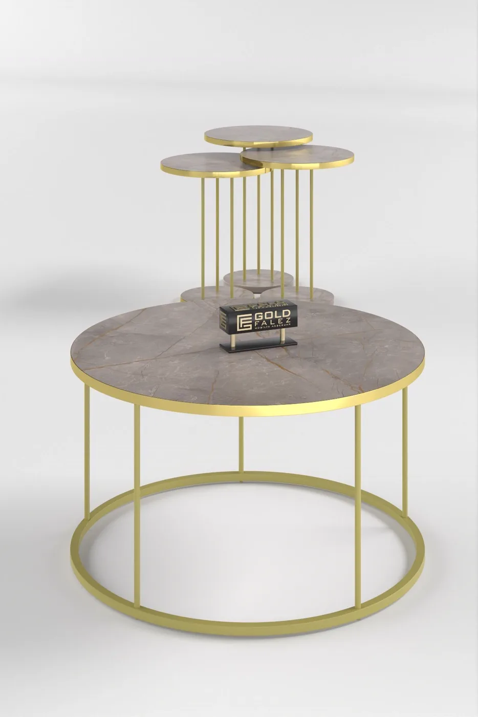 Terra Gold Round Coffee & Nesting Table Set - Gordion