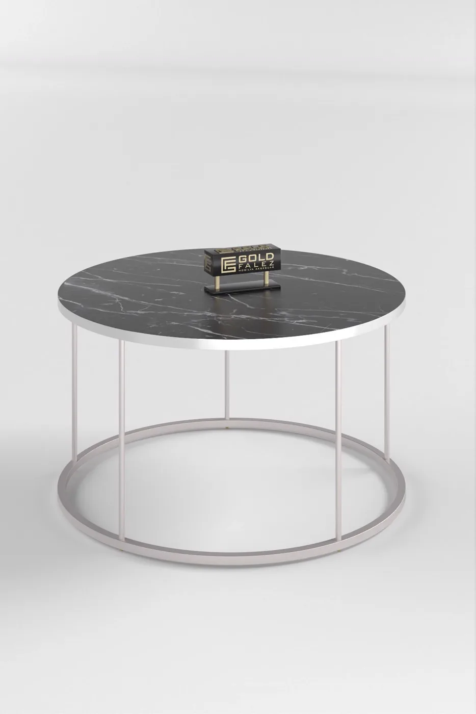 Terra Gold Round Coffee & Nesting Table Set - Silver Bendir
