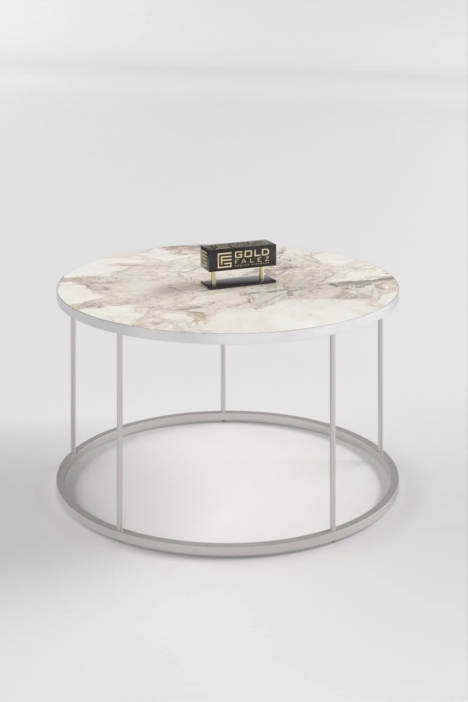 Terra Gold Runder Couchtisch & Satztisch-Set - Silber Efes