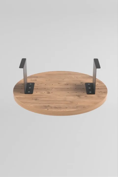 Ilkal Adjustable Metal Leg Round Tray Side Table - Walnut