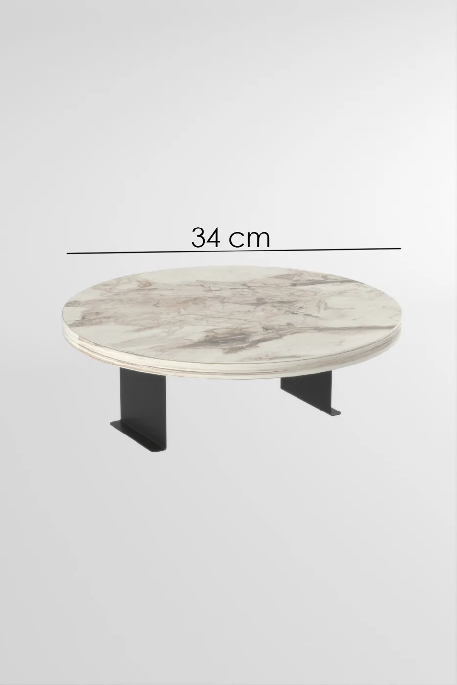 Adjustable Metal Leg Round Tray Side Table - White