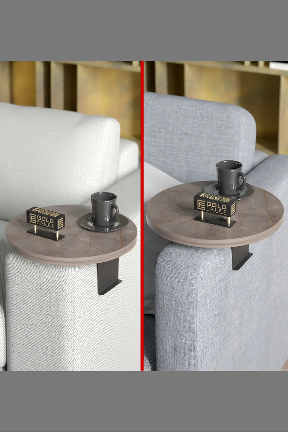 Adjustable Metal Leg Round Tray Side Table - Gordion