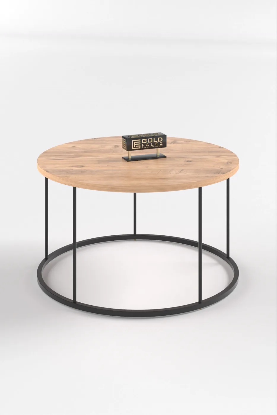Terra Round Coffee & Nesting Table Set Black Metal Legs - Walnut Atlantic