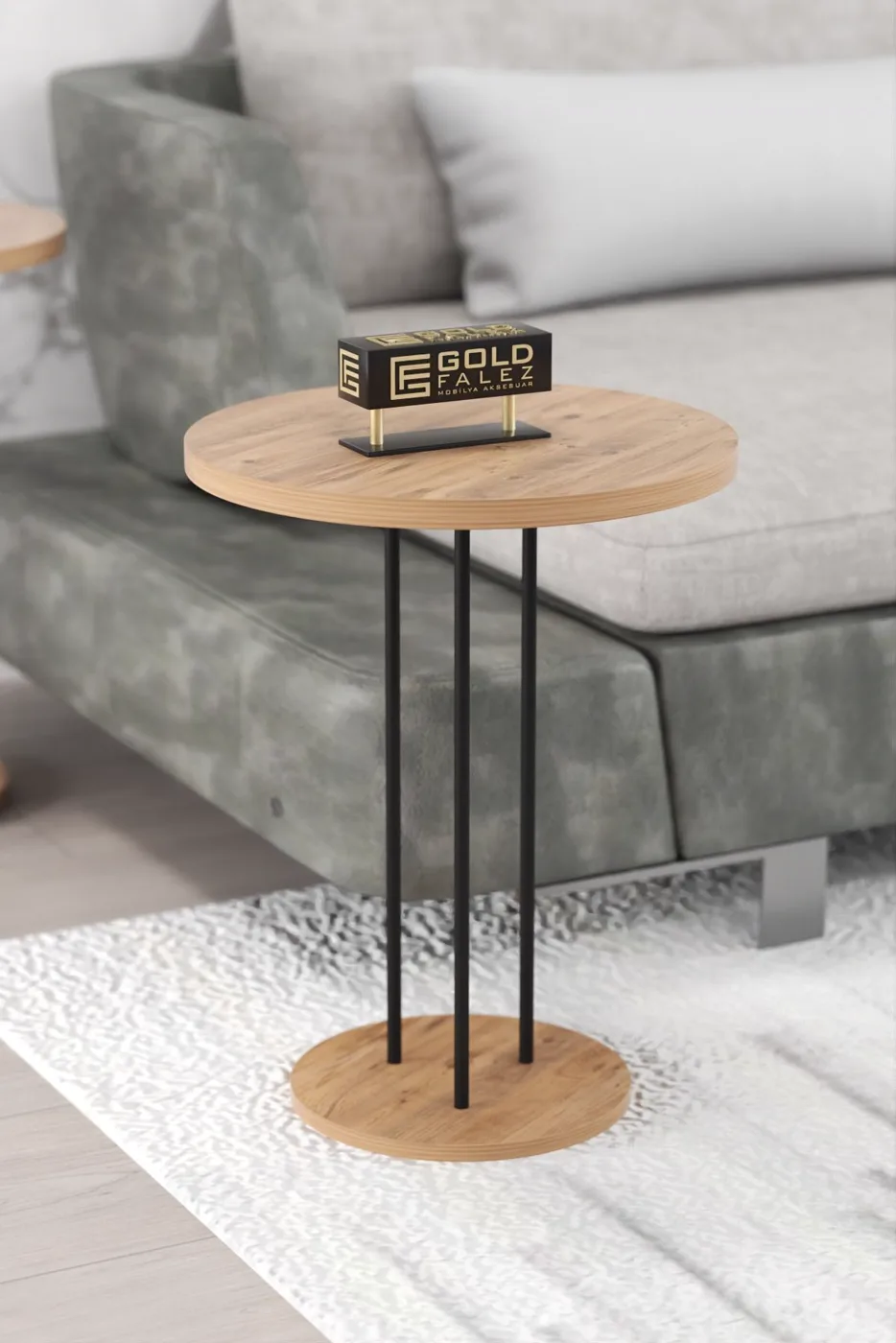 Terra Round Coffee & Nesting Table Set Black Metal Legs - Walnut Atlantic