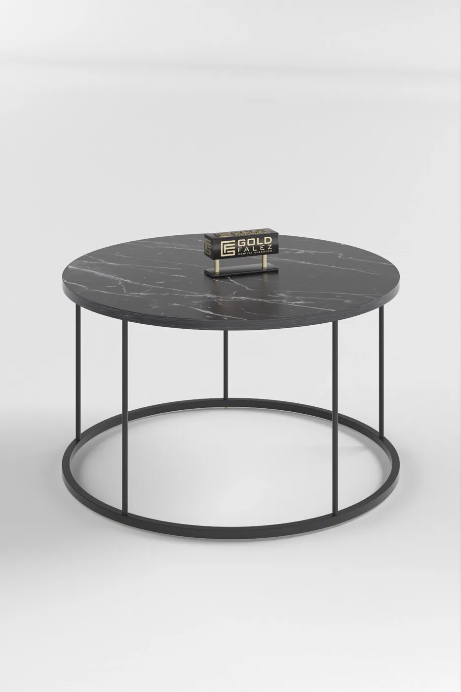 Terra Round Coffee & Nesting Table Set Black Metal Legs - Bendir