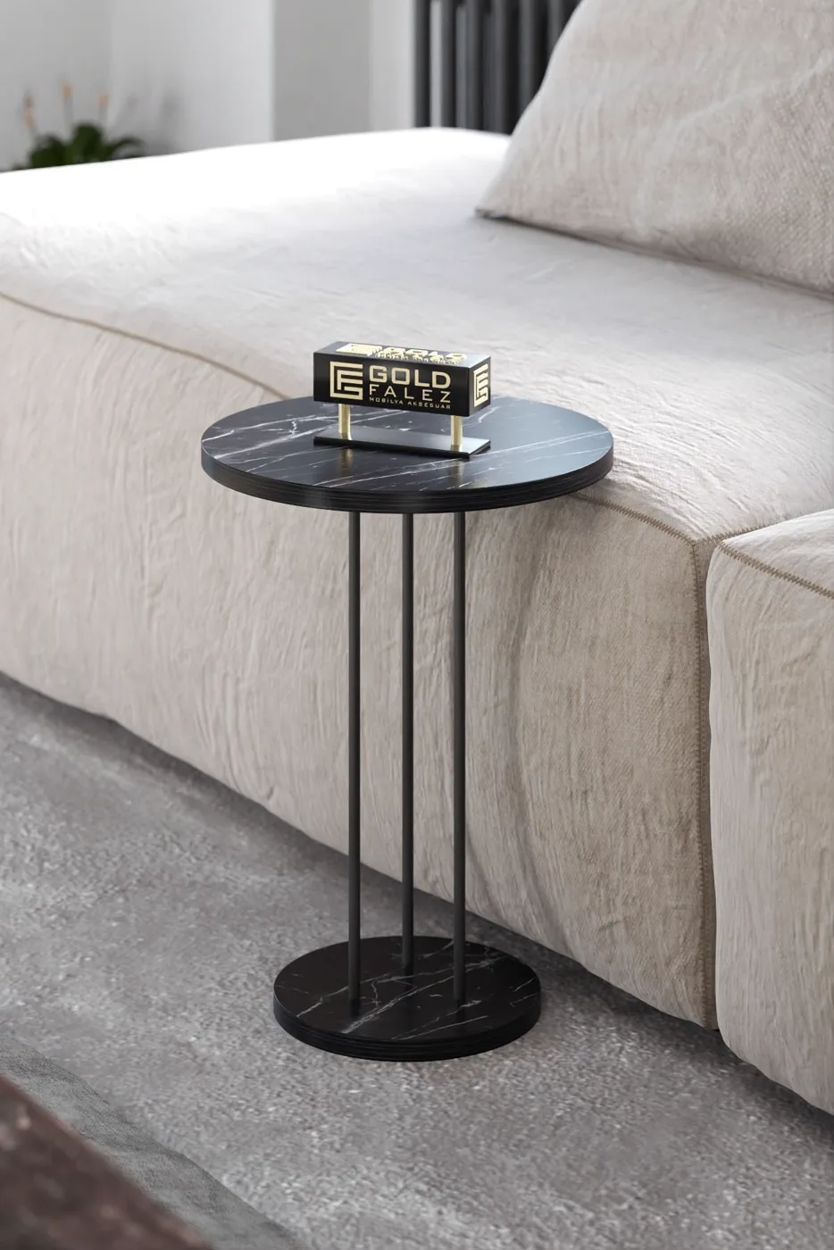 Terra Round Coffee & Nesting Table Set Black Metal Legs - Bendir