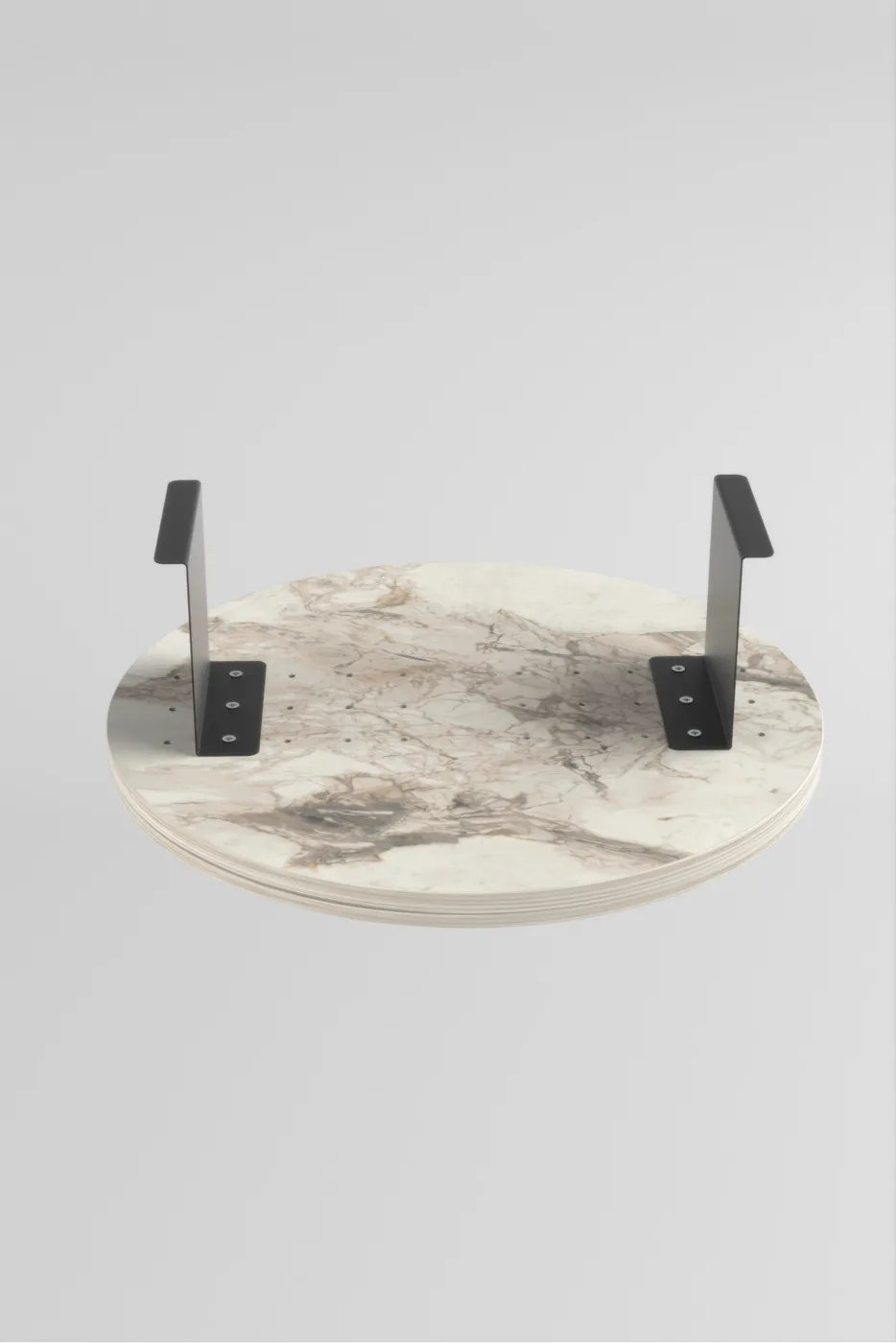 Adjustable Metal Leg Round Tray Side Table - White Marble Effect