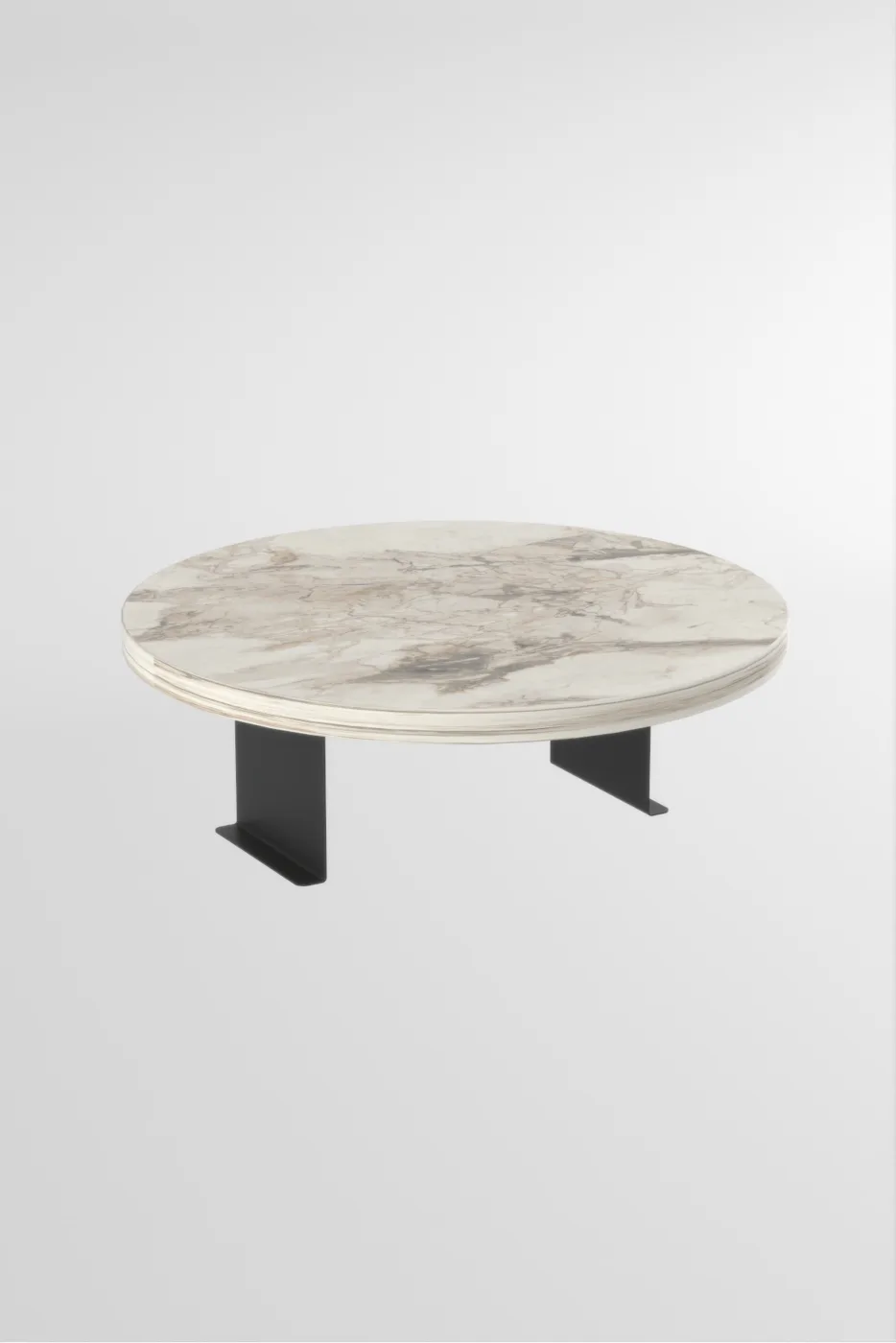 Adjustable Metal Leg Round Tray Side Table - White Marble Effect