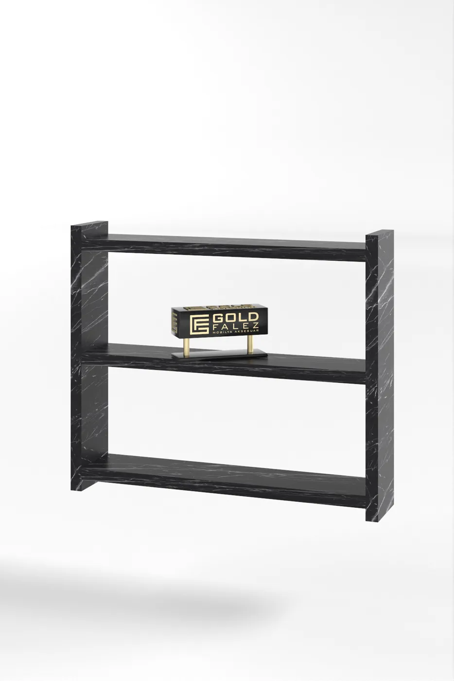 3-Shelf Countertop Kitchen & Bathroom Organiser - Black Marble Effect