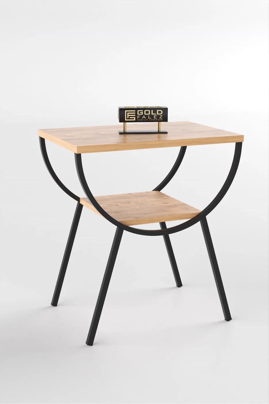 Arc Metal Leg Rectangular Side Table - Atlantic Pine