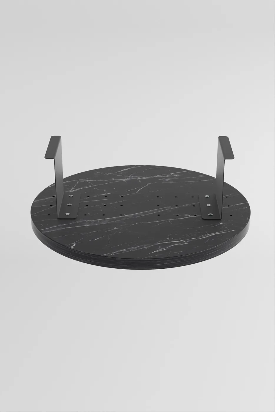 Adjustable Metal Leg Round Tray Side Table - Black Marble Effect