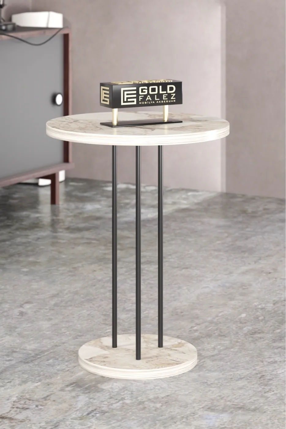 Terra 3-Piece Round Nesting Table Set - White Marble Effect
