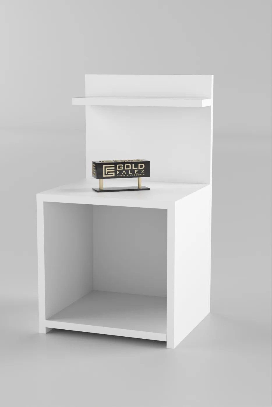 Side Table with Shelves - White