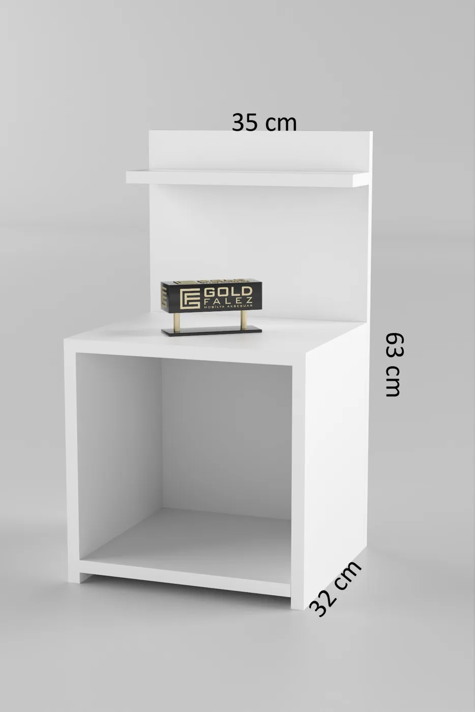 Side Table with Shelves - White