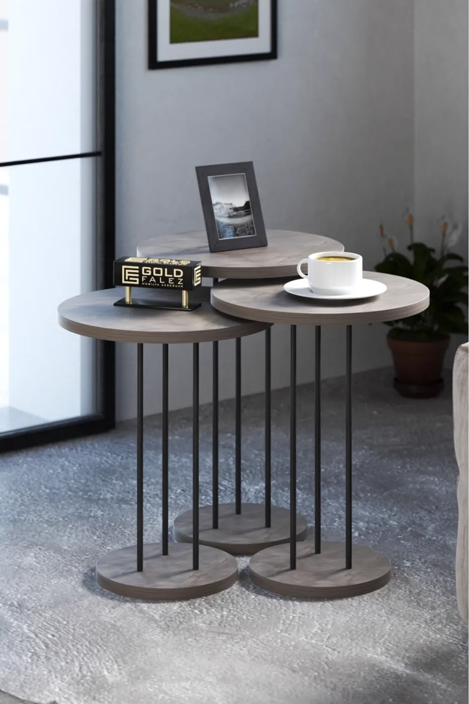 Terra 3-Piece Round Nesting Table Set - Gordion
