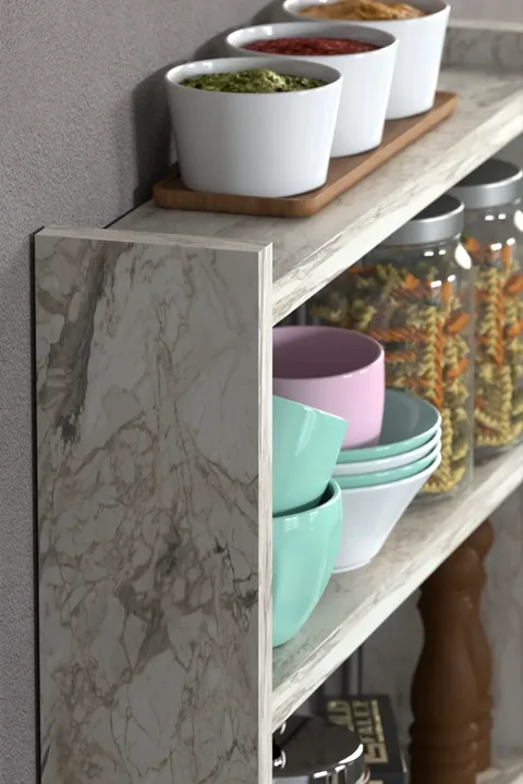 3-Shelf Countertop Kitchen & Bathroom Organiser - White Marble Effect