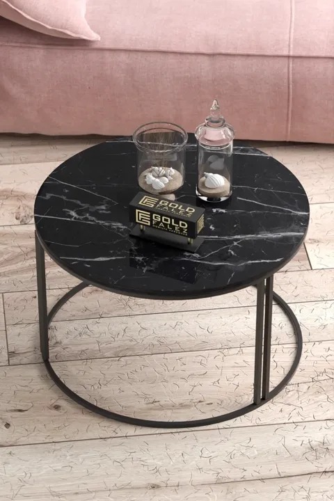 Special Round Coffee Table - Black Marble Effect