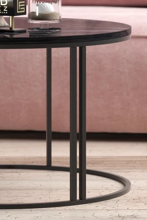 Special Round Coffee Table - Black Marble Effect