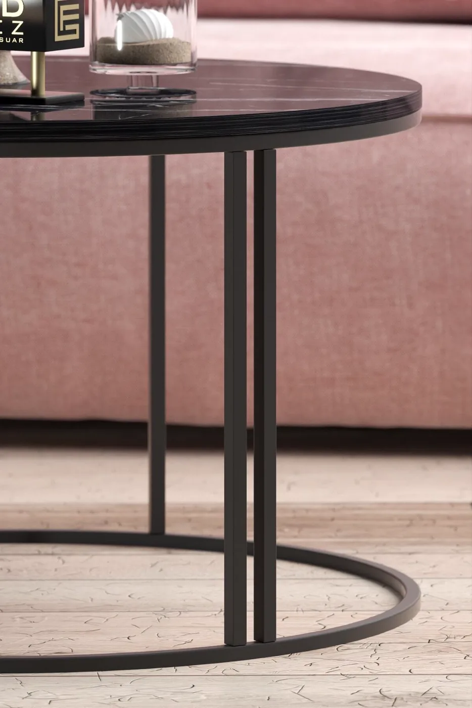Special Round Coffee Table - Black Marble Effect