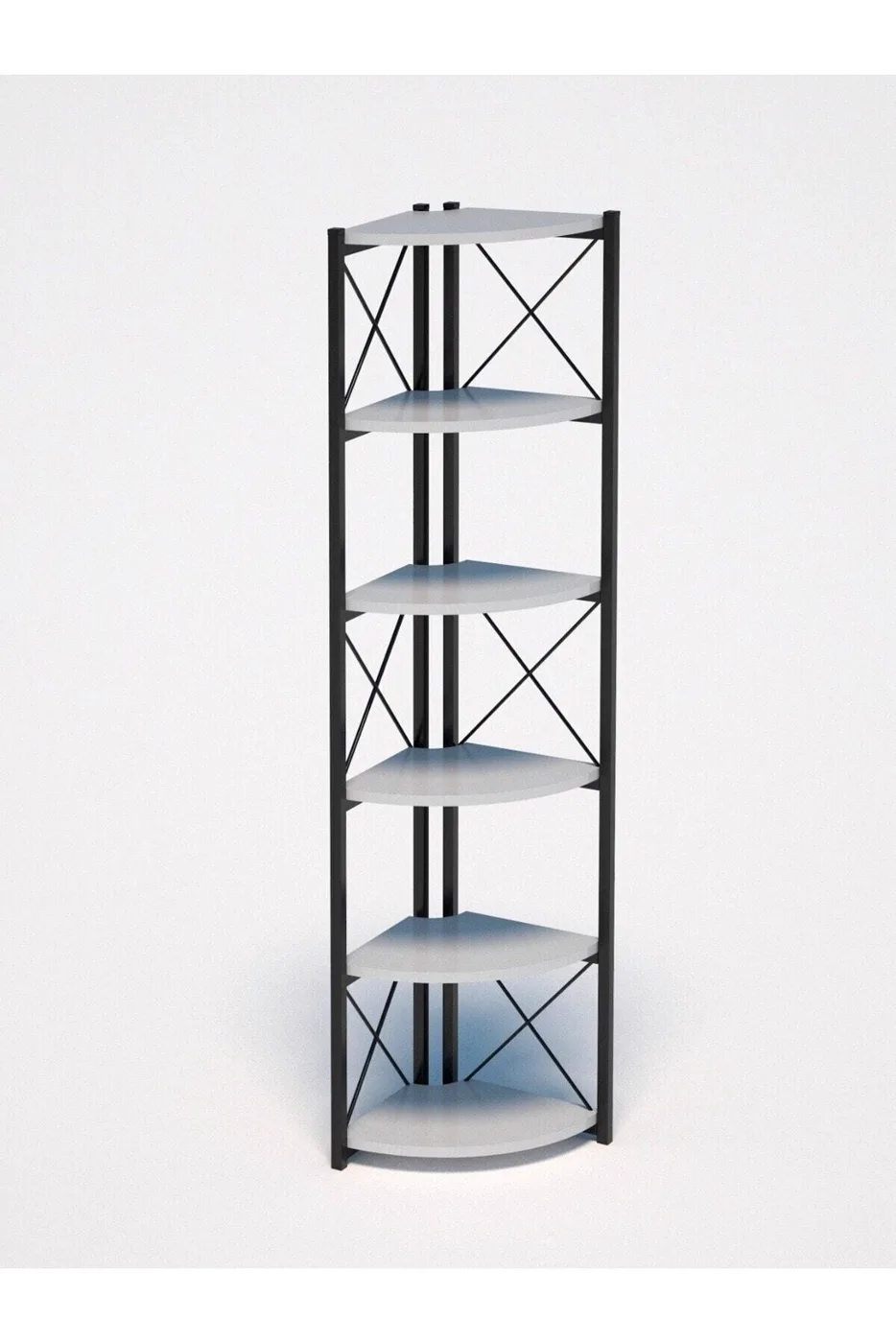 6-Shelf Corner Bookcase & Planter Stand - White
