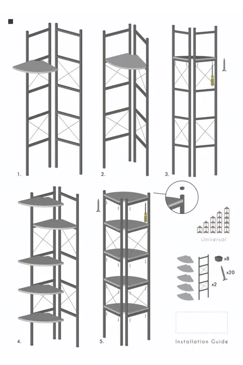 Ilkal Corner 6-Shelf Bookcase & Planter Stand - White