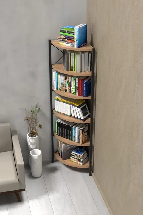 6 Raflı Metal İskelet Çok Amaçlı Kitaplık ve Saksılık Krem