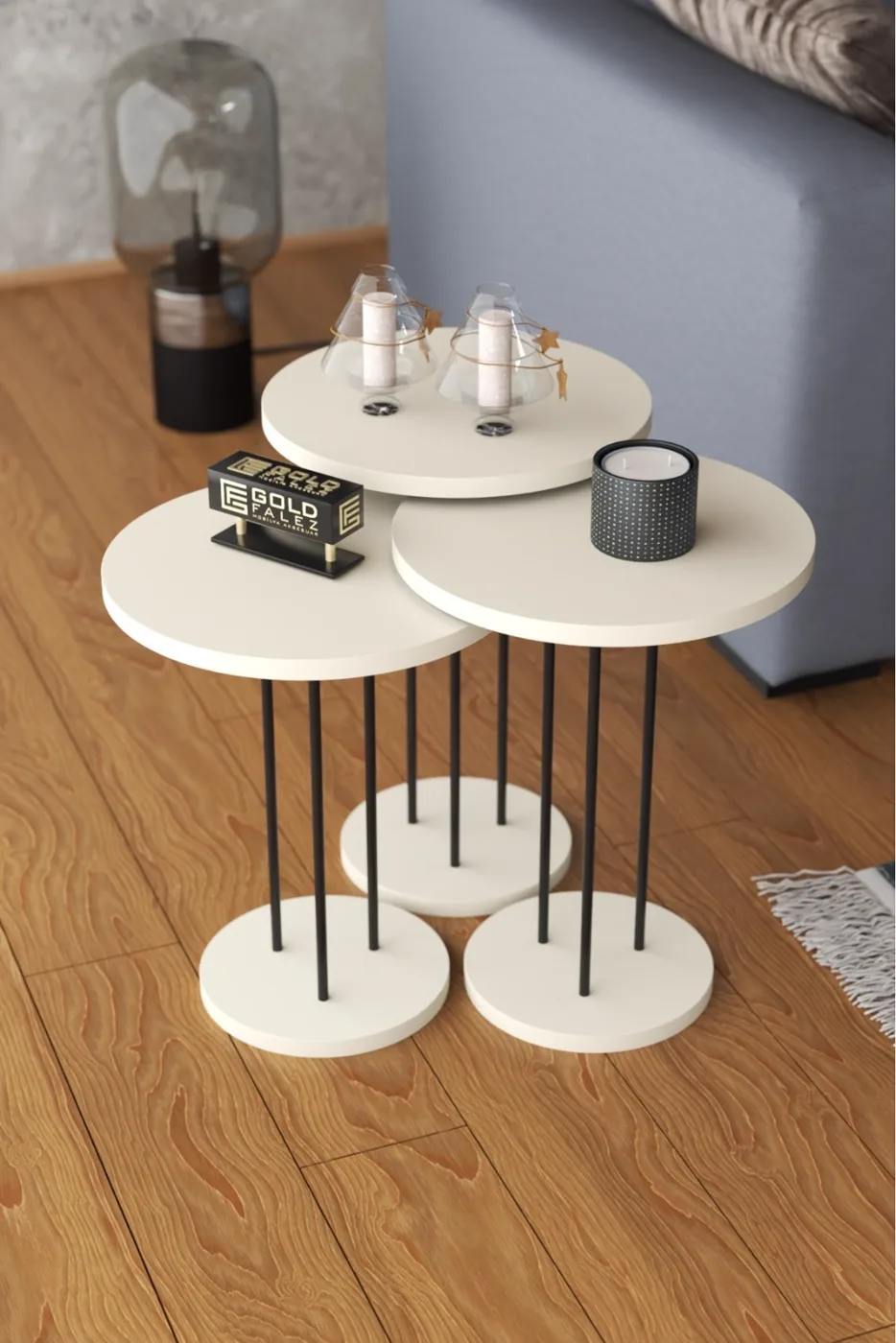 Terra 3-Piece Round Nesting Table Set - Cream