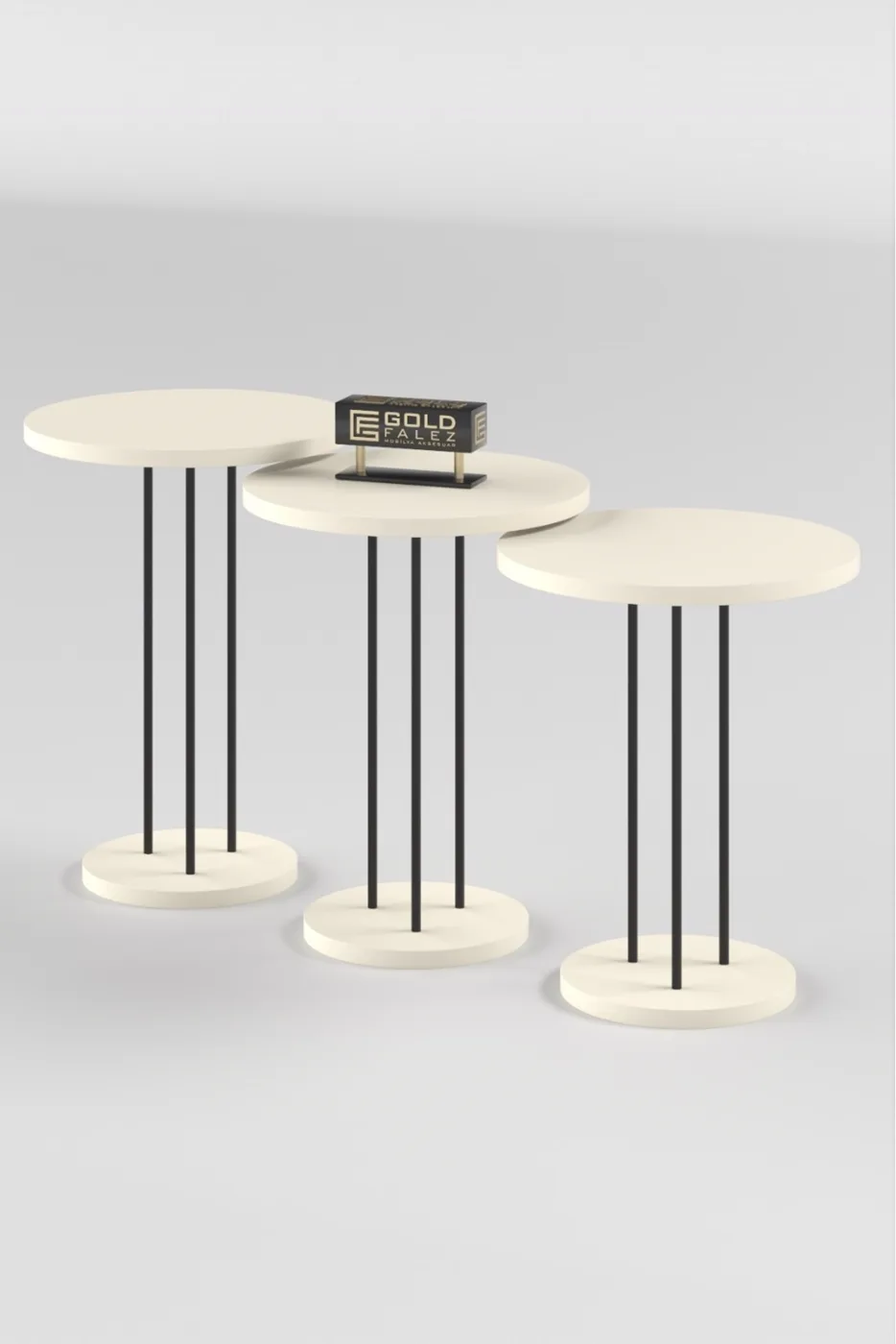Terra 3-Piece Round Nesting Table Set - Cream