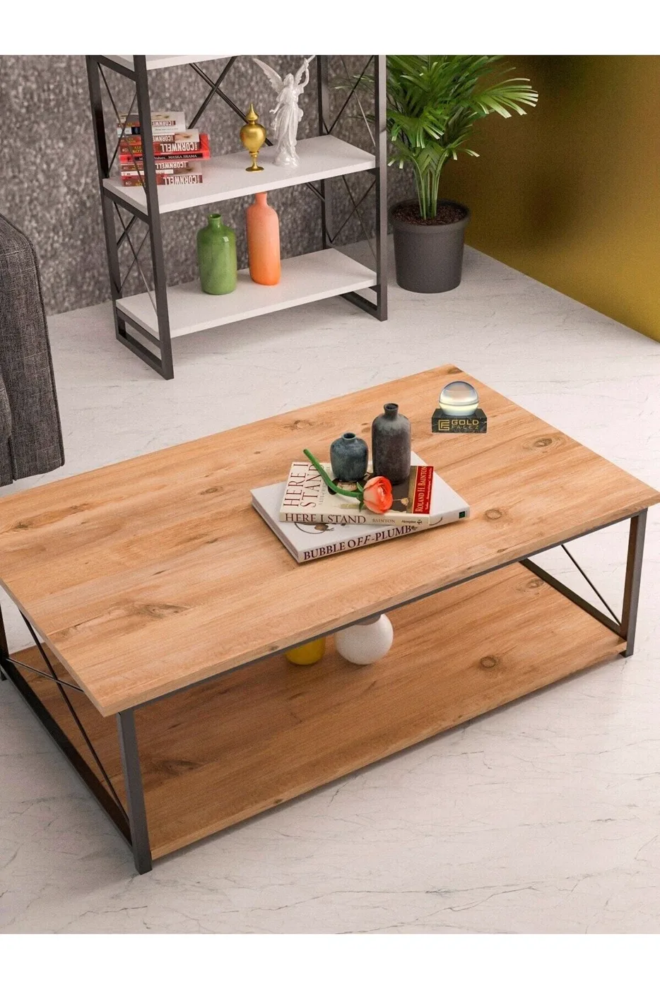 Double-Top Rectangular Coffee Table - Atlantic Pine