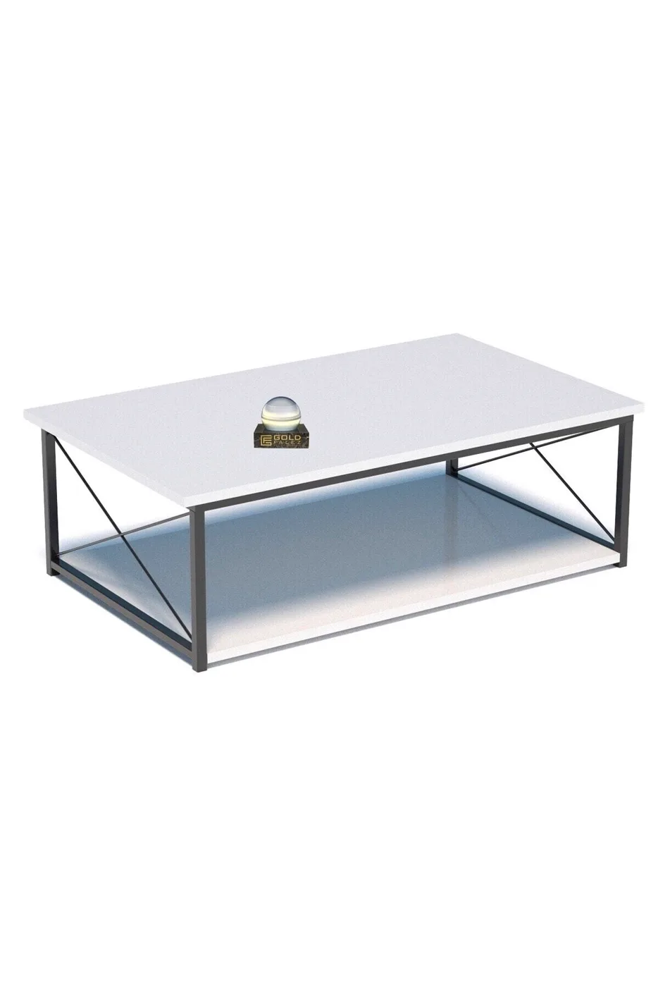 Double-Top Rectangular Coffee Table - White