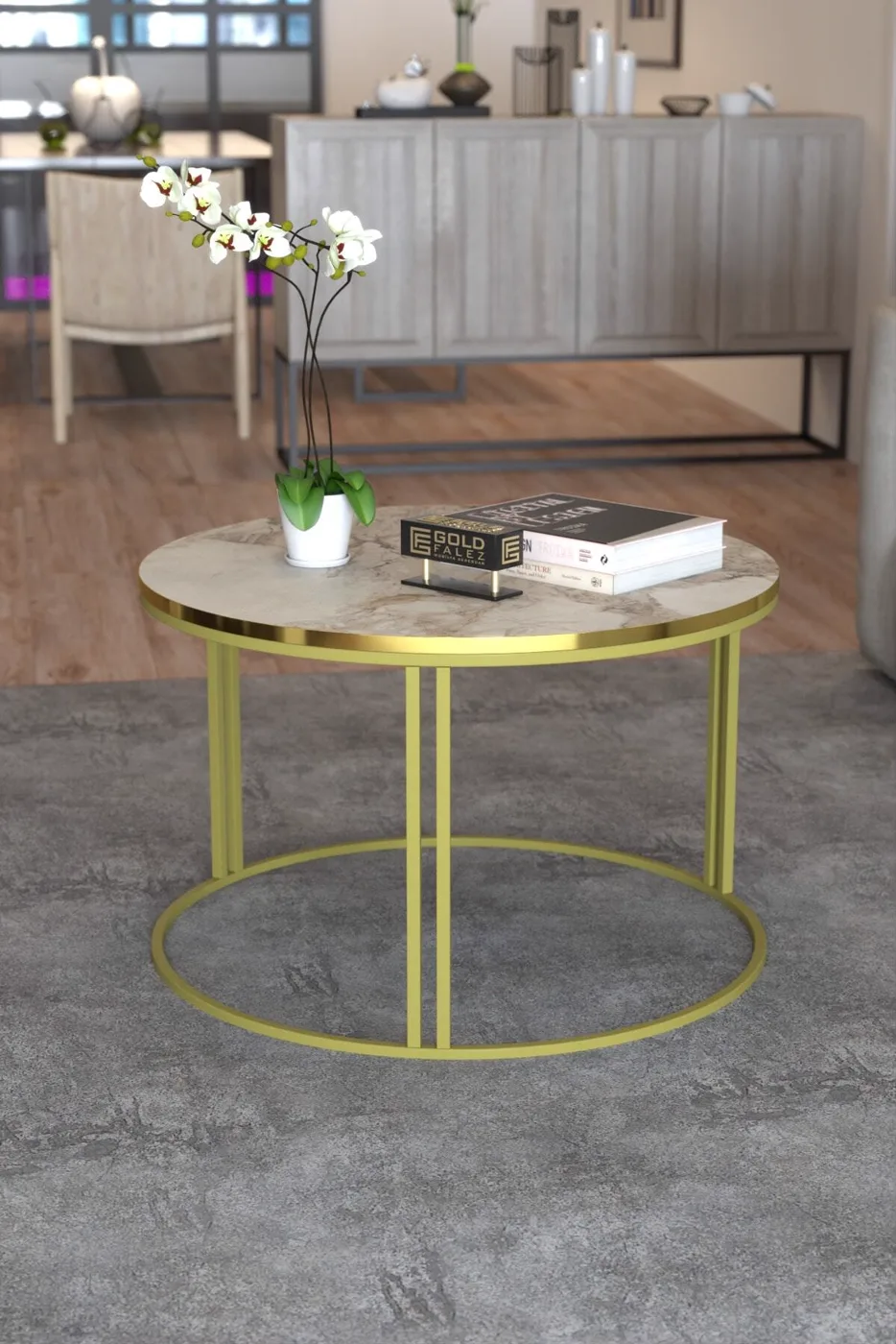 Special Round Coffee Table - Gold Efes