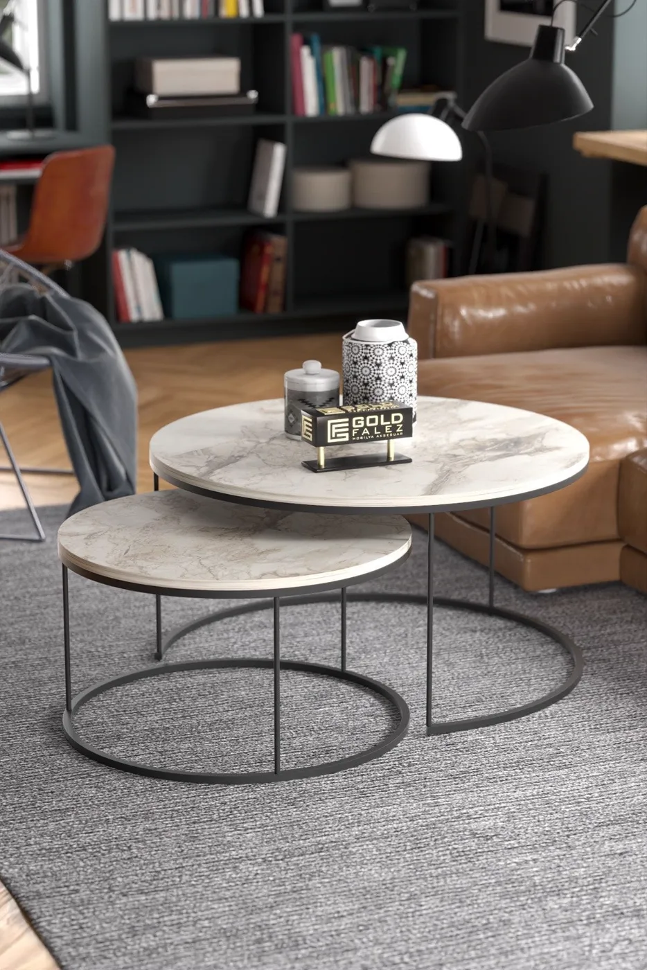 Special 2-Piece Round Coffee Table Set - Efes
