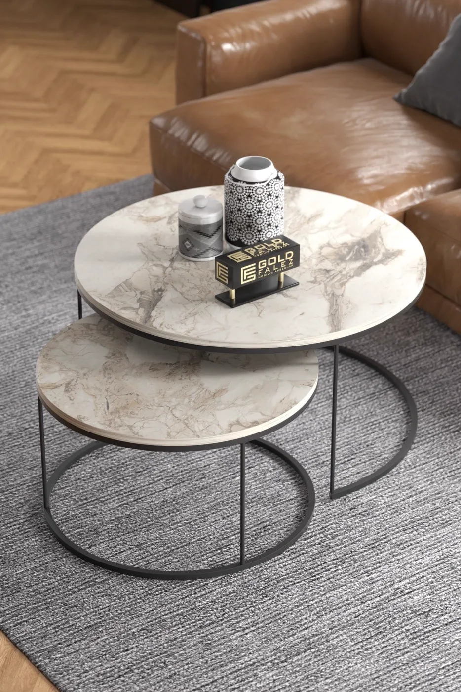 Special 2-Piece Round Coffee Table Set - Efes