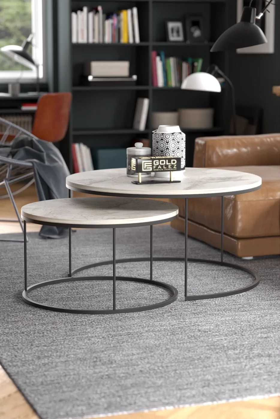 Special 2-Piece Round Coffee Table Set - Efes