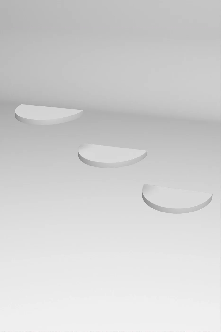 İlkal 3'lü Oval Duvar Rafı Saksılık Kitaplık Beyaz 115 cm