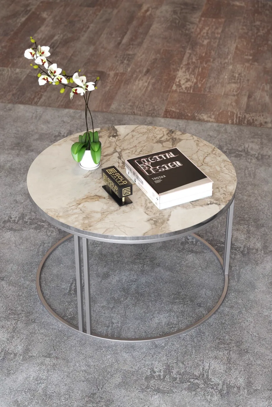 Special Round Coffee Table - Silver White