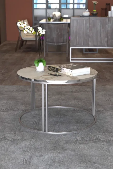Special Round Coffee Table - Silver White
