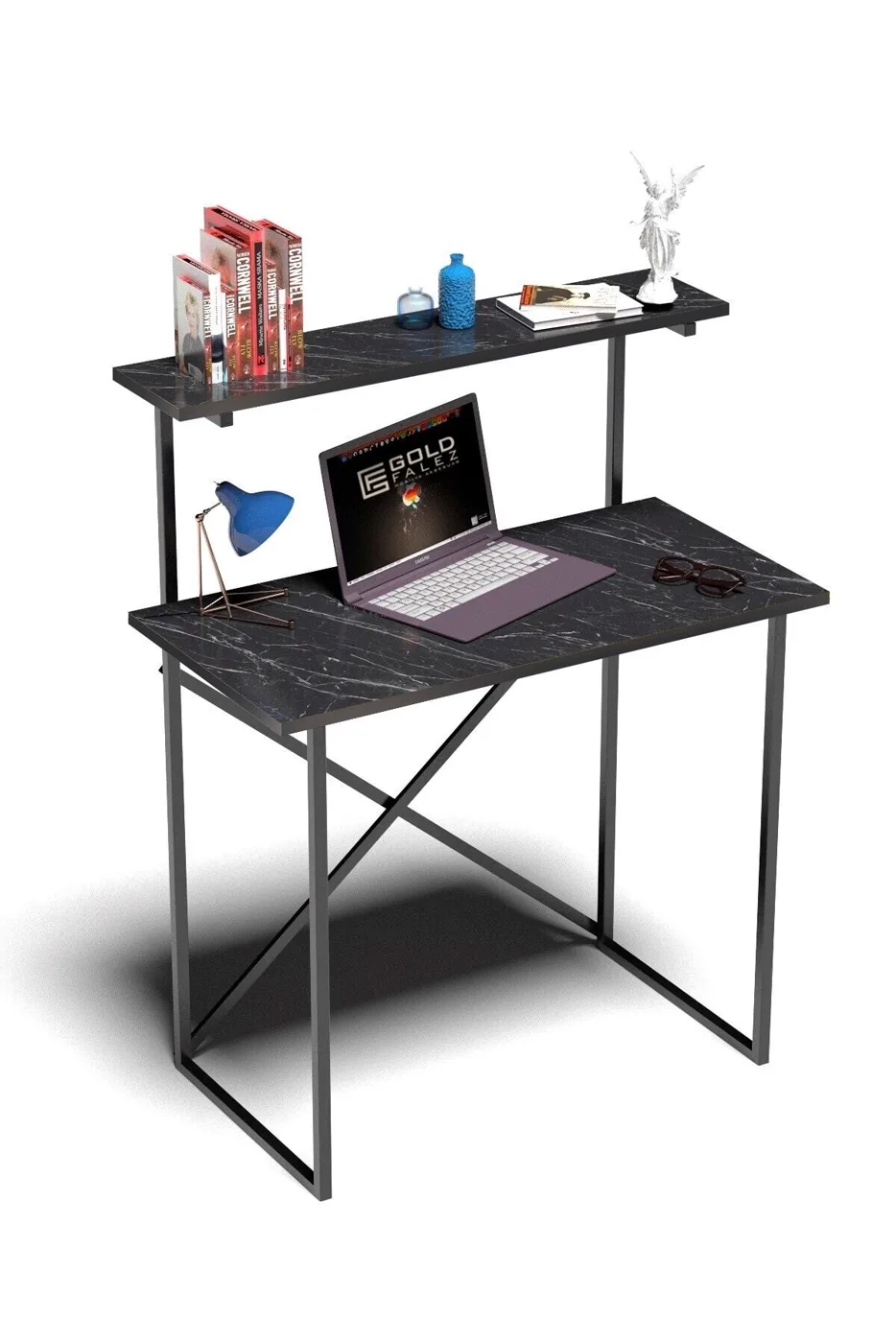Multi-Purpose Desk with Front Shelf - Black