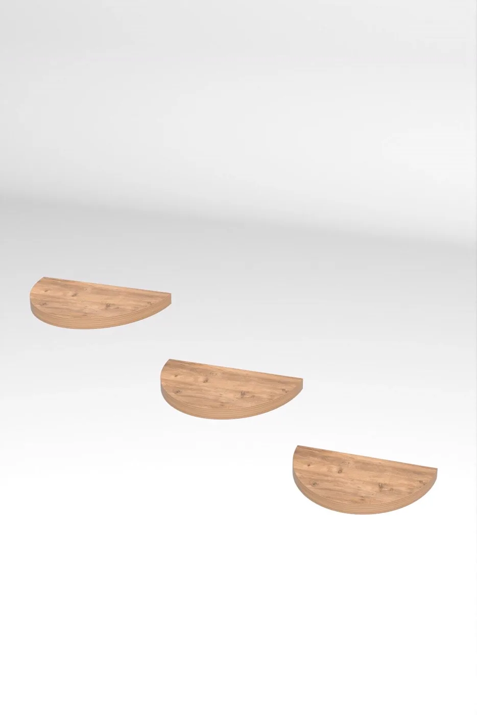Ilkal 3-Piece Oval Wall Shelf Bookcase - Pine