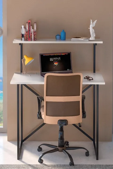 Multi-Purpose Desk with Front Shelf - White