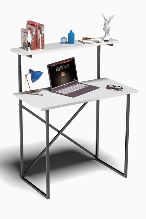 Multi-Purpose Desk with Front Shelf - White