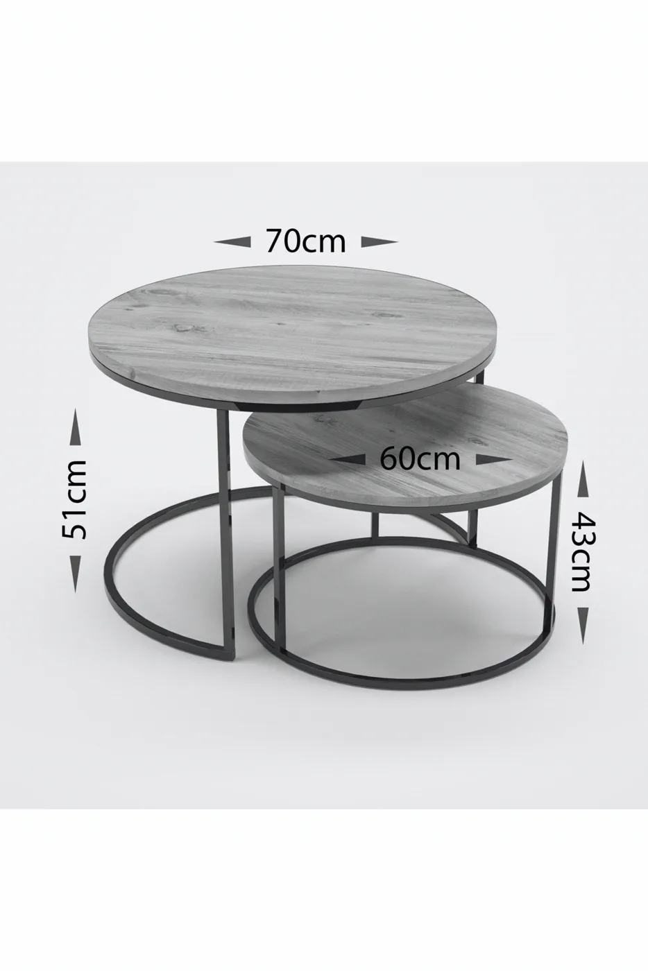 Special 2-Piece Round Coffee Table Set - Walnut-Anthracite Grey