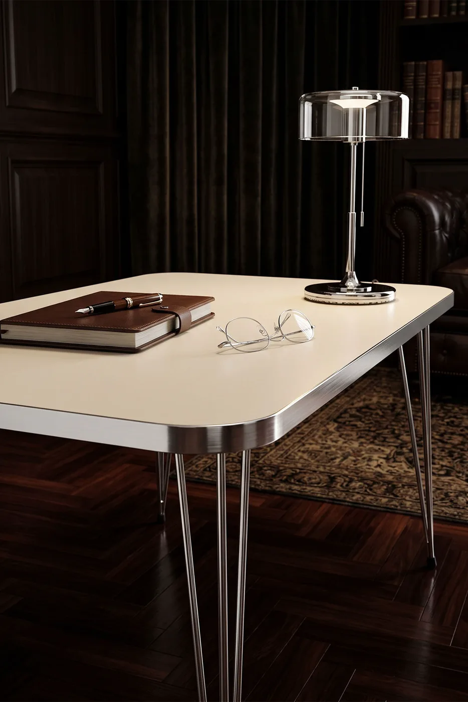 Rectangular Coffee Table Gold Wire Legs - Cream